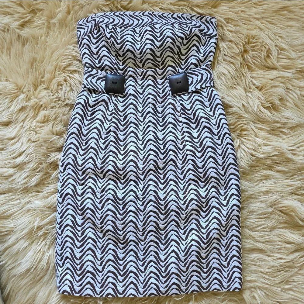 An Original Milly Of New York Brown And White Strapless Mini Dress Size 2